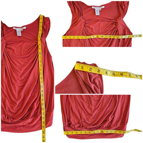 Orange Top Size L Sleeveless Square Neck Banded Blouson Bottom Max Studio - Picture 6 of 8